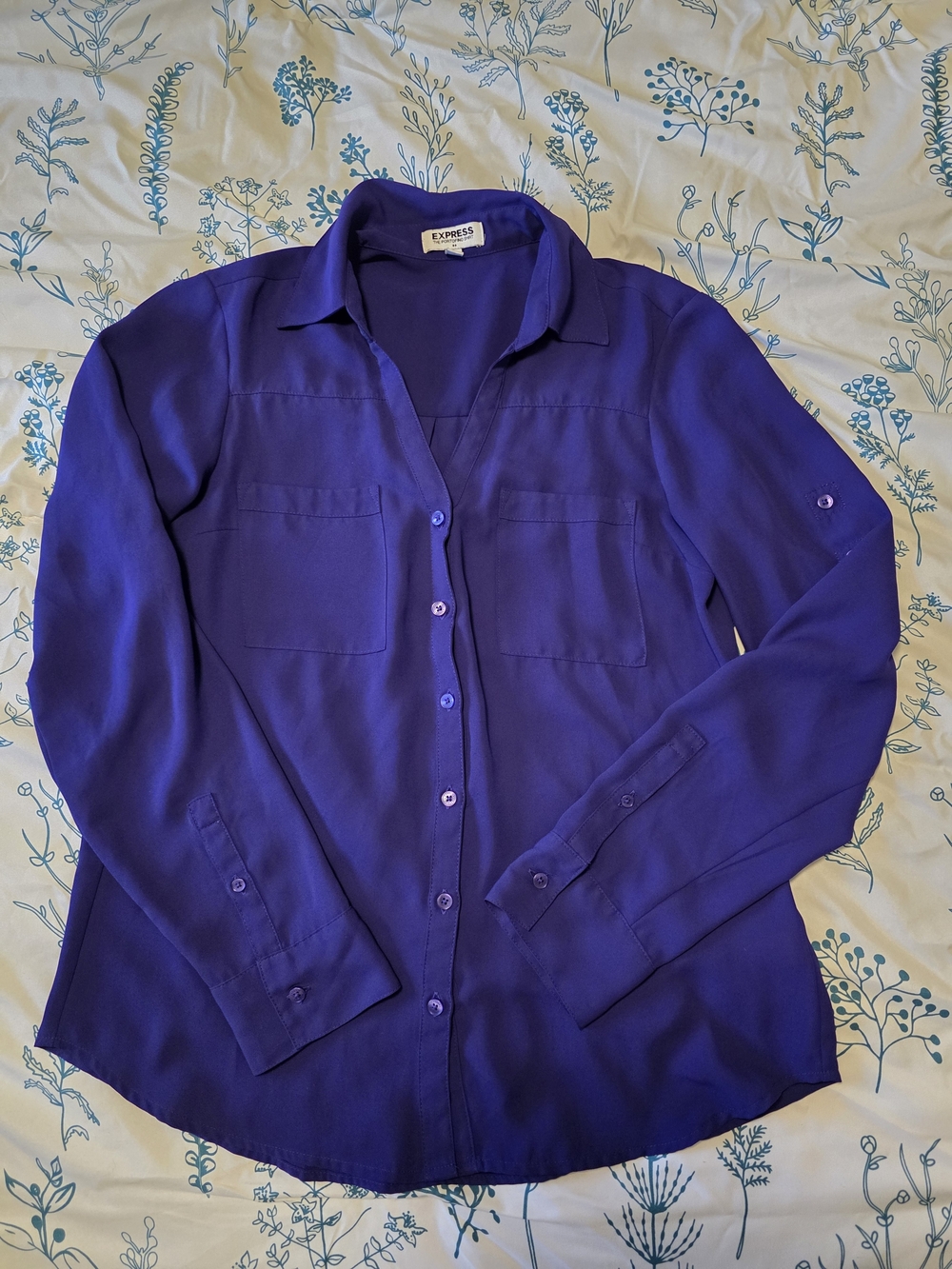 Express Purple Button-Up Blouse